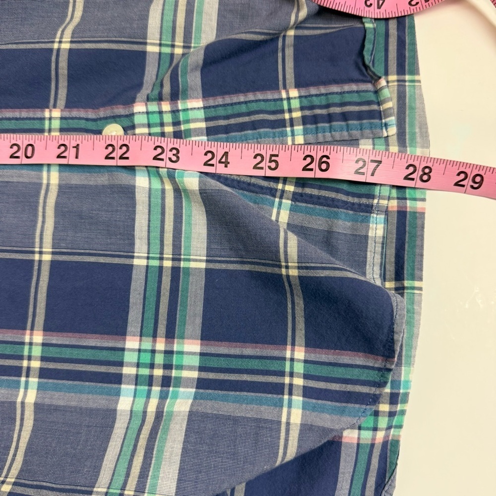 J Crew Shirt Mens Small Blue Green Plaid Slim Summer Plaid Button Down Cotton - Picture 8 of 8